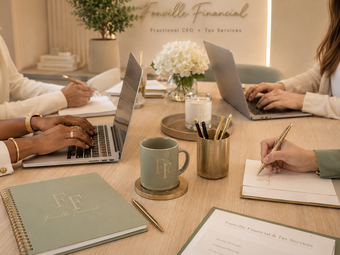 Sabrina M. Fonville preparing taxes at the Fonville Financial office, tax planning and preparation in Falls Church, VA