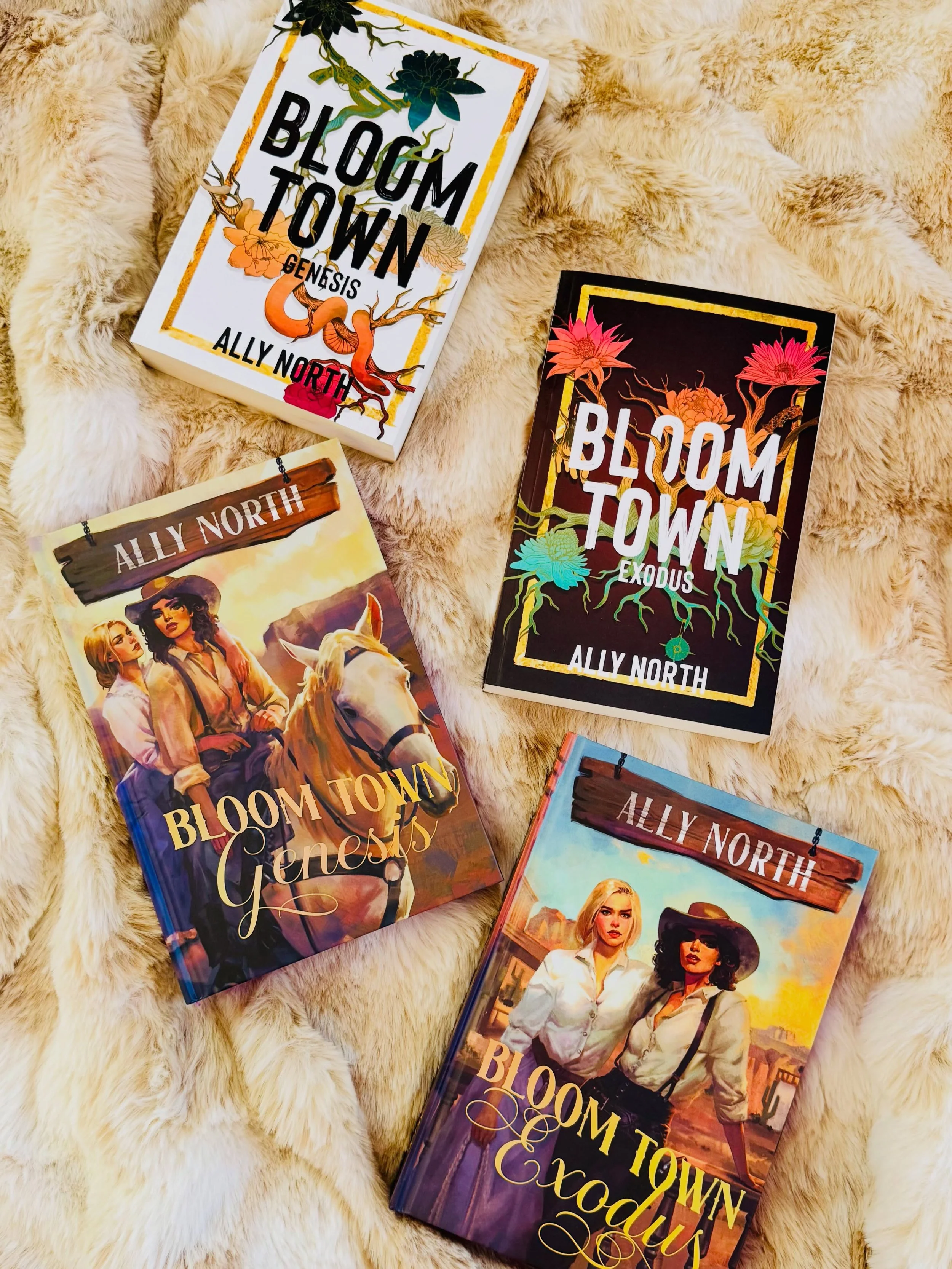 the limited editions Mahogany Mail x Bloom Town special edition (originally sold in December 2025) is shipping NOW !!!! and if you have been sleeping on this duet babes, let me wake you up right now 🌸📚
Bloom Town: Genesis by Ally North June 1852. A