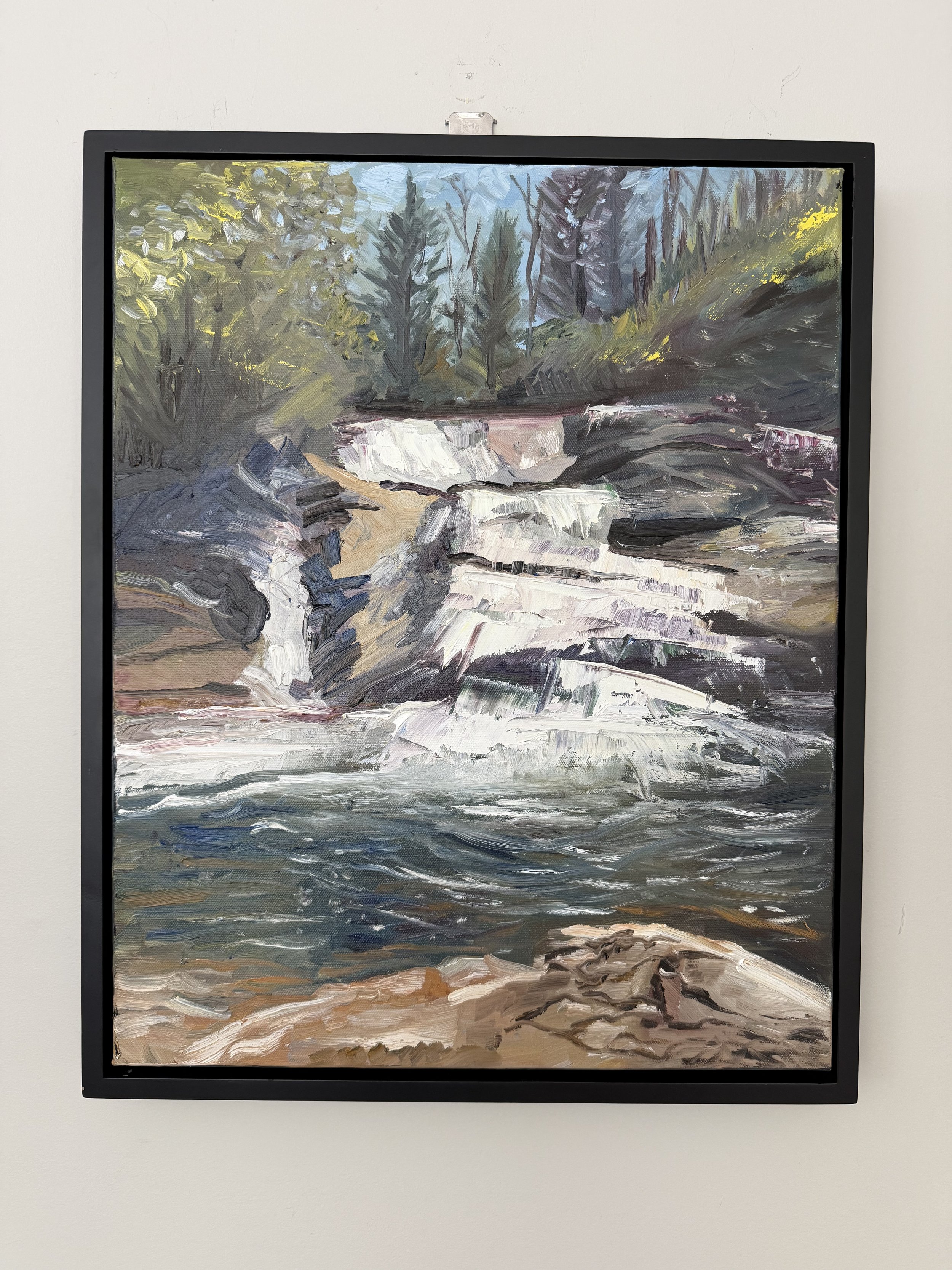 SOLD, "Waterfall at Bubbling Springs" 16x20 oil on canvas, framed