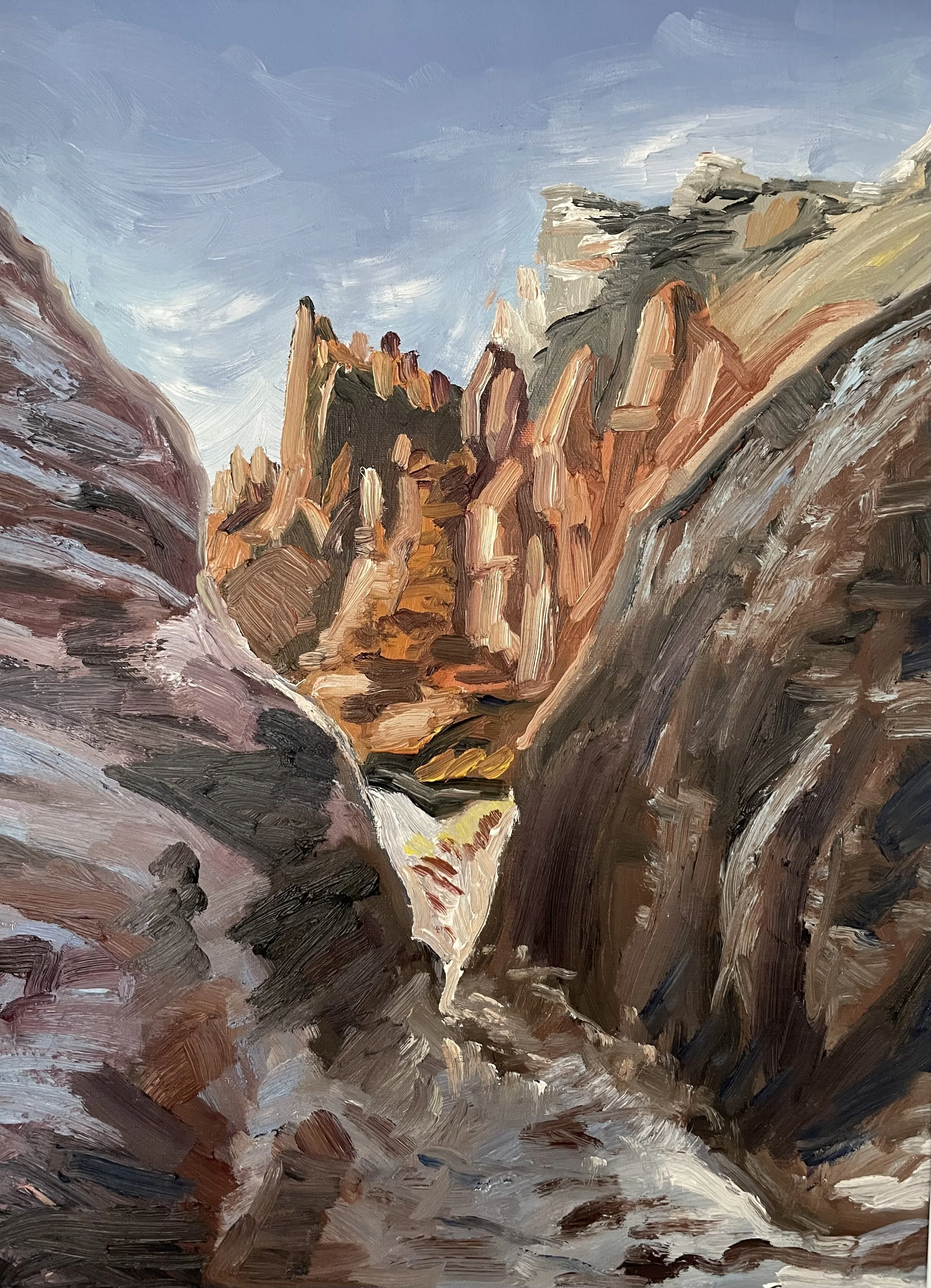SOLD, "Wild Horse Canyon Hike" 16x20 oil on panel.