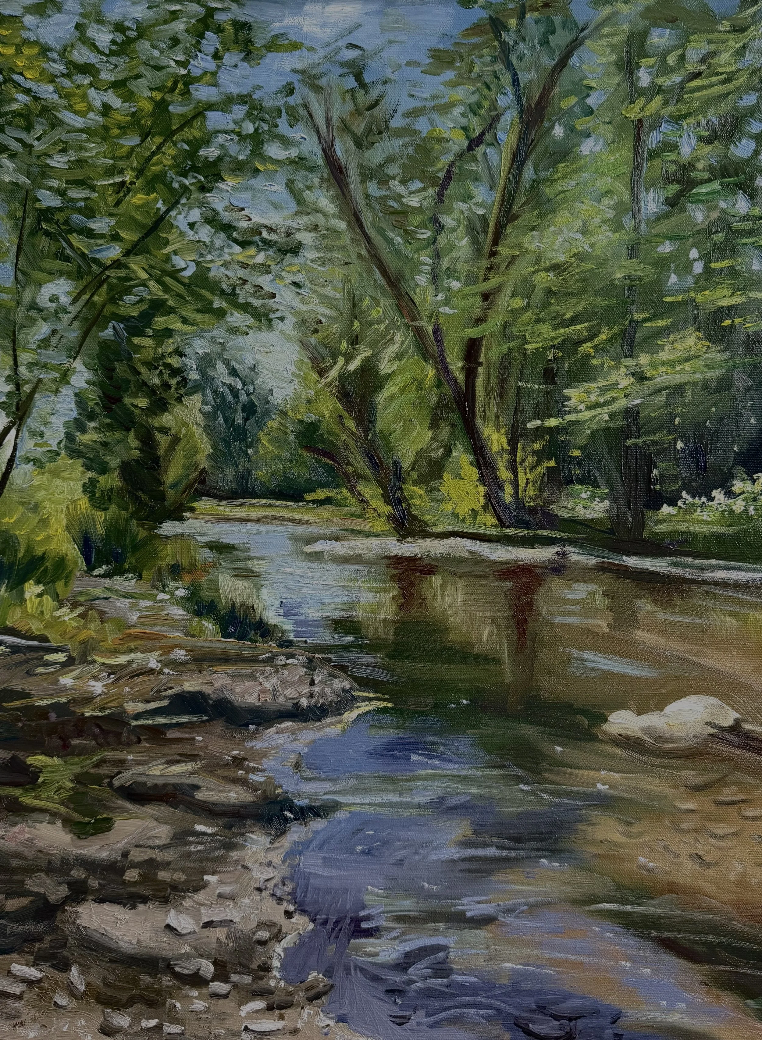 AVAILABLE, "Skye's Fishing Spot" 18x24, $700