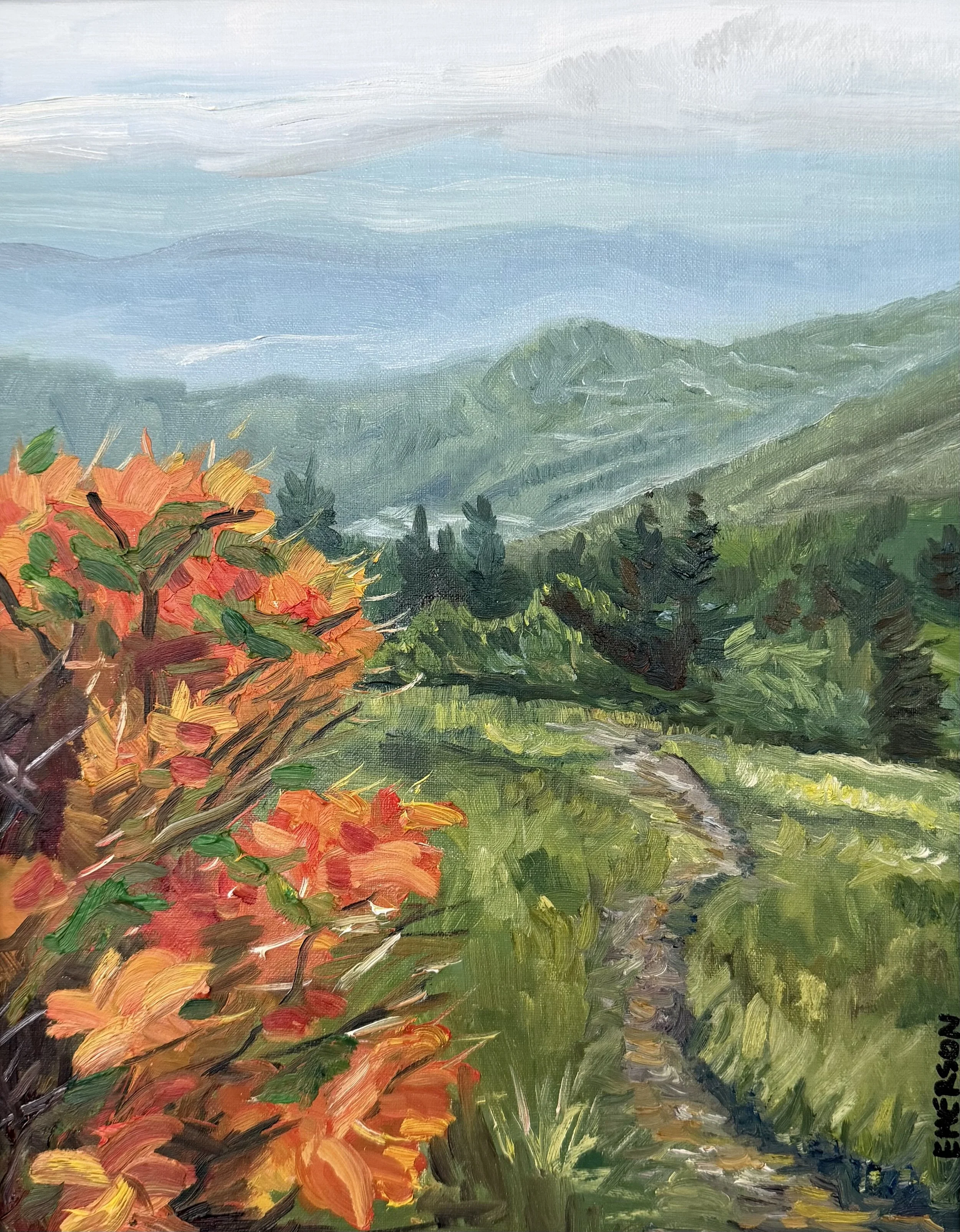 SOLD, "Flame on the Roan" 11x14 oil on linen panel