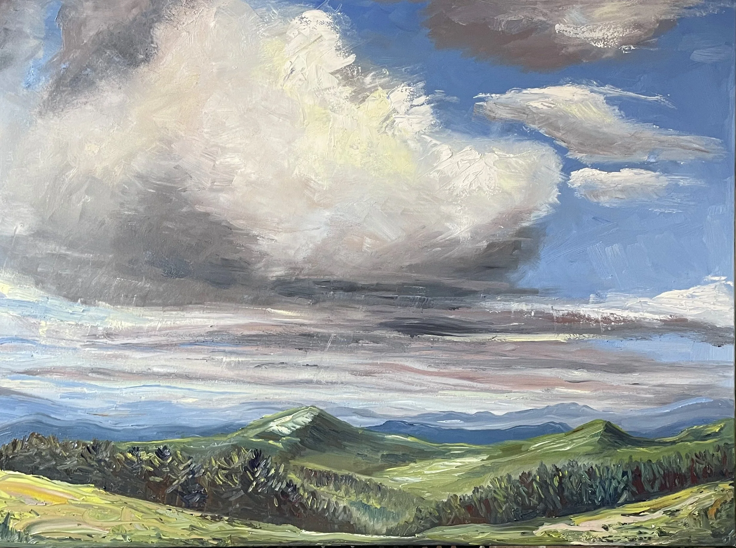 AVAILABLE, "July Excitement" 40x30 oil on canvas, $460