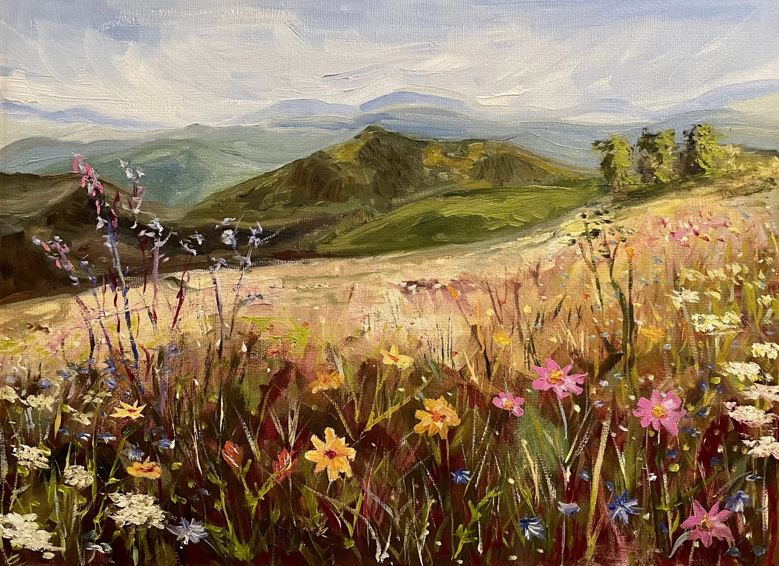 NFS "Wildflowers on the Bald" oil on unmounted canvas