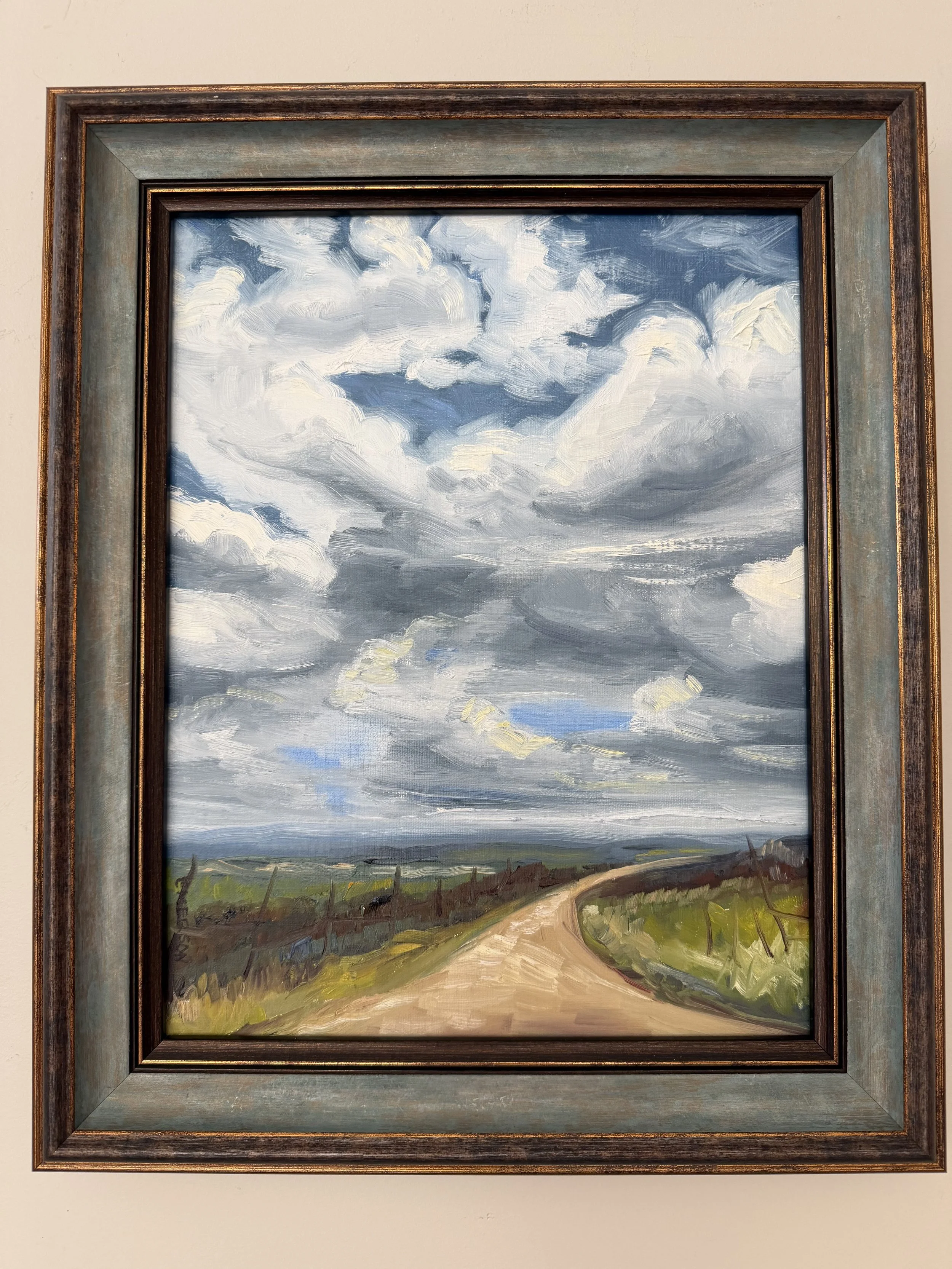 "Back Roads #351" 11x14 oil on panel, framed, $140