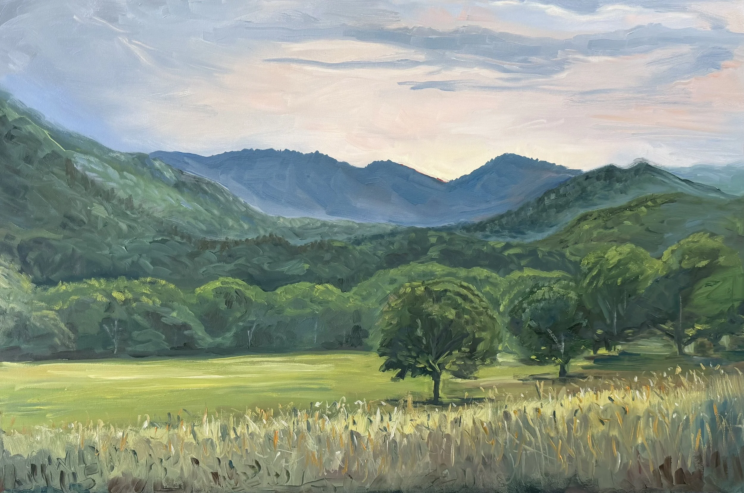 AVAILABLE, "Waiting for the Light", 36x24 oil on stretched canvas, unframed, $495