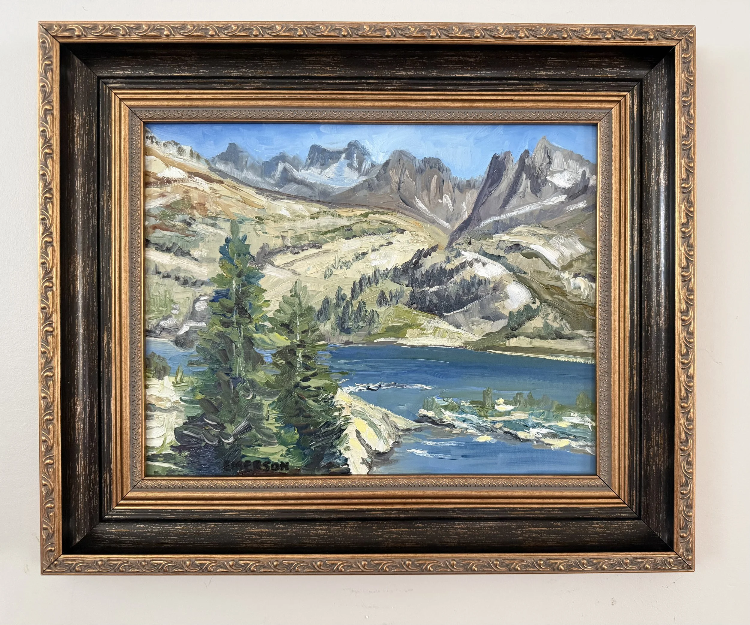 AVAILABLE, "Island Lake (WY)" 14x11 oil on linen panel, framed, $325