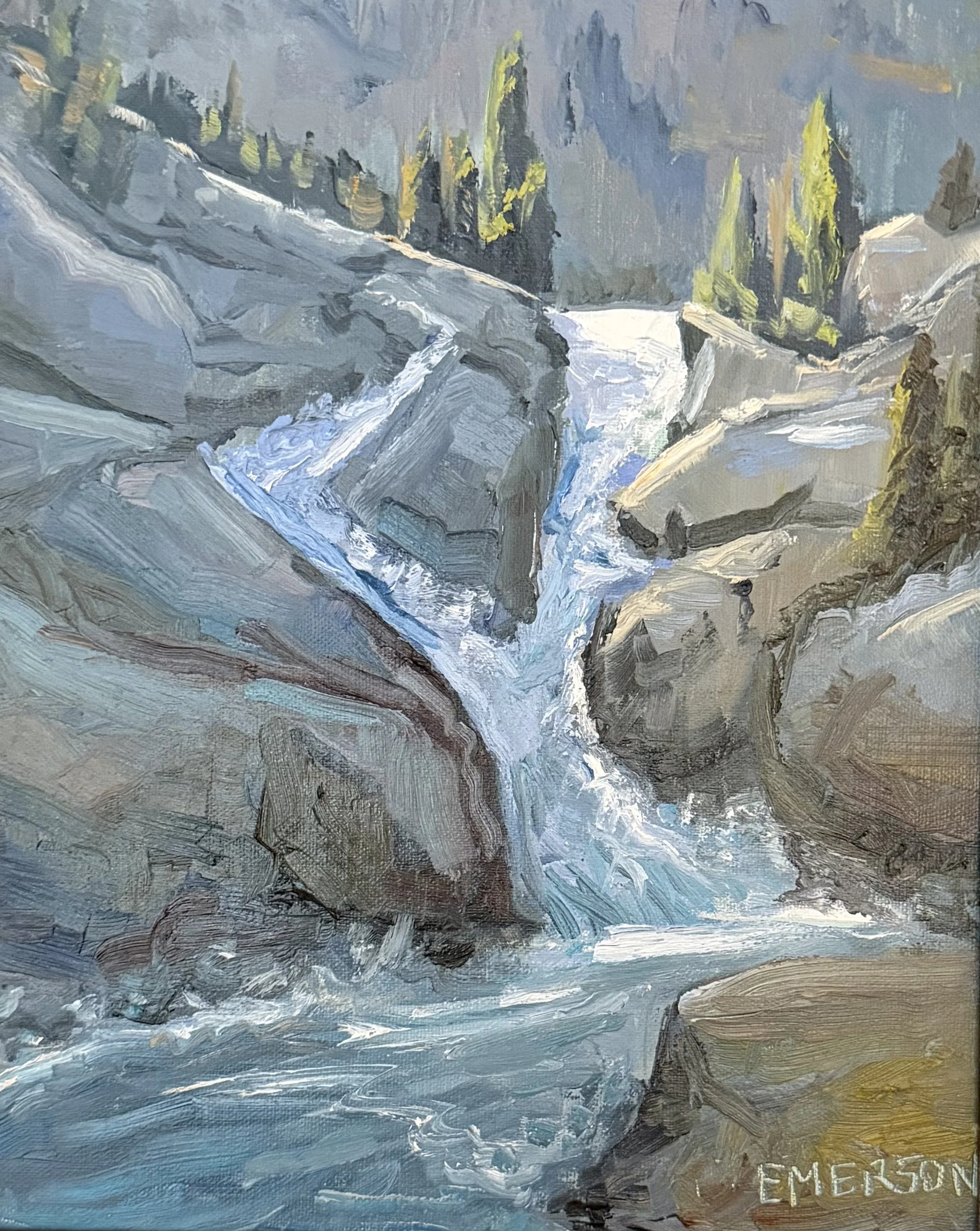 NFS, "A Western Waterfall" 8x10 oil on linen panel