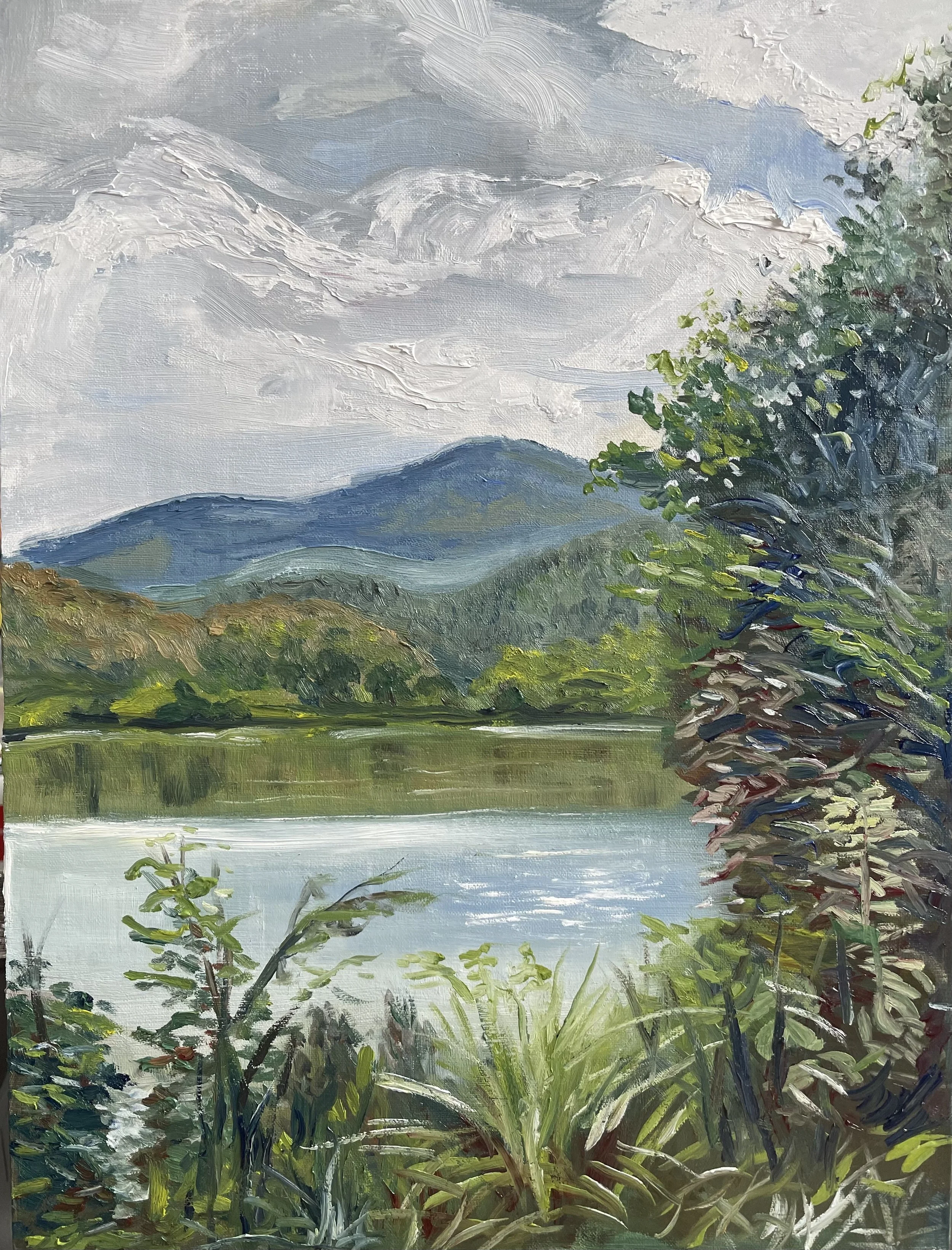 AVAILABLE, "Walk Around Beaver Lake", 12x16 oil on linen panel, framed, $140