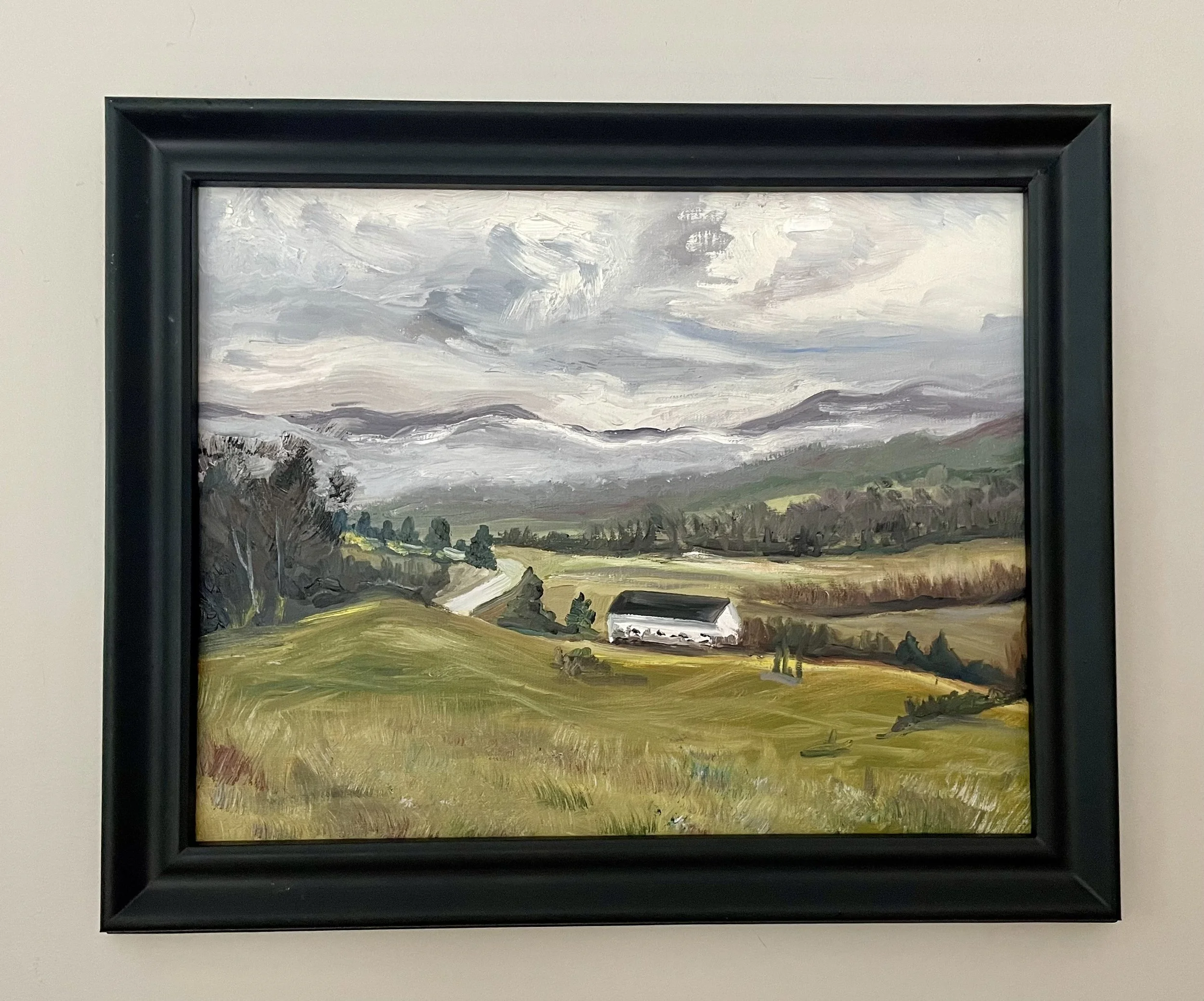 AVAILABLE "Moody November in Swannanoa" 14x11, framed.