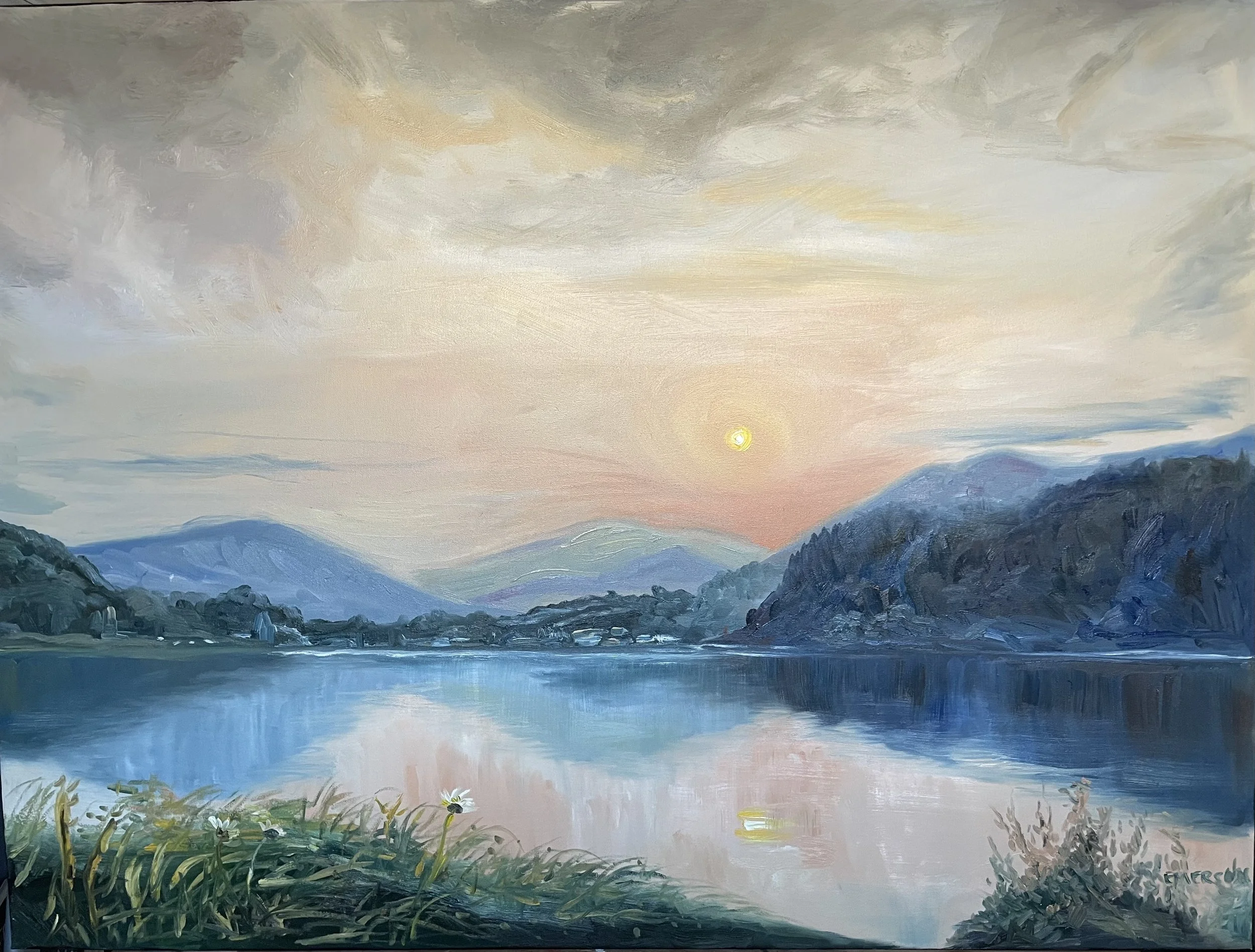 "Lake Junaluska Sunrise" 48"x36" oil on canvas