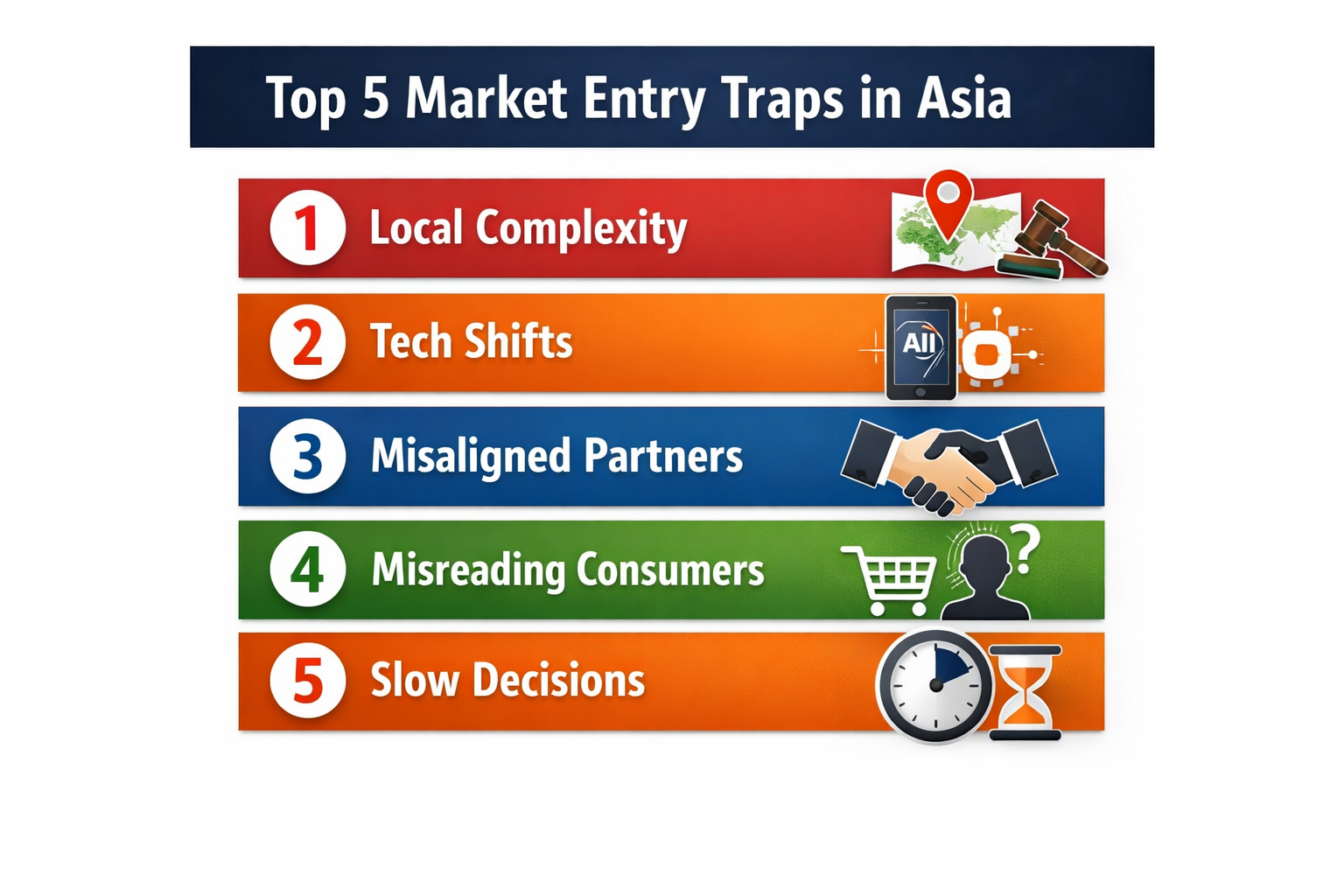 Infographic showing “Top 5 Market Entry Traps