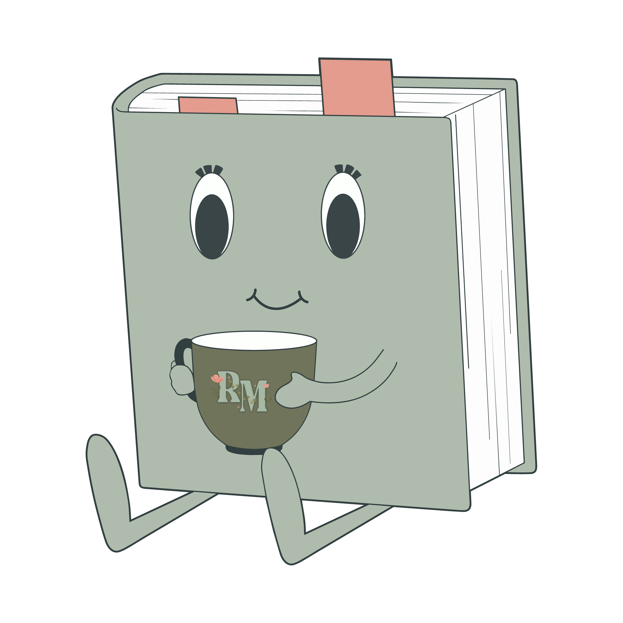 RTM Book drinking coffee