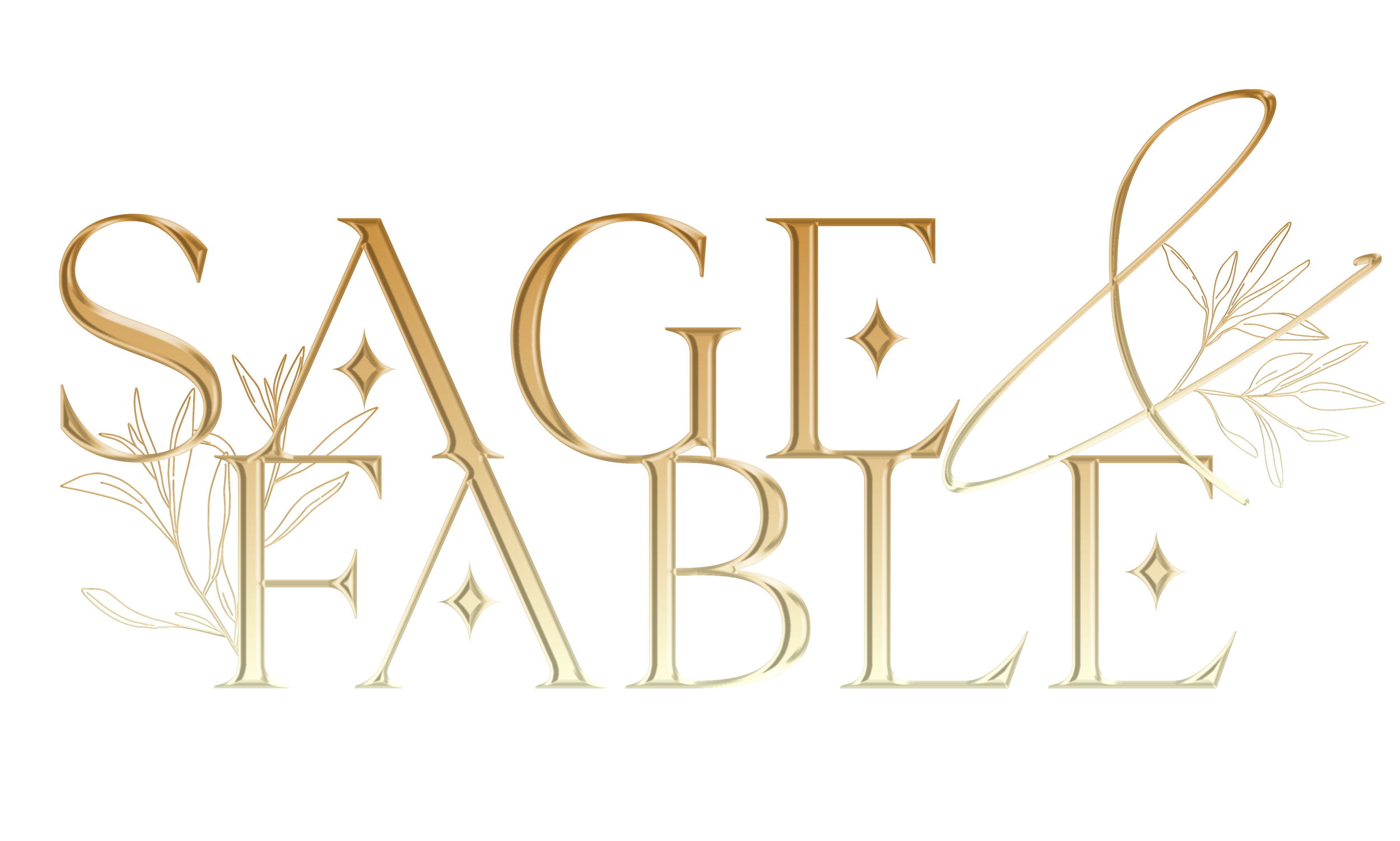 Gold text reading 'SAGI' with decorative leaves and sparkling accents