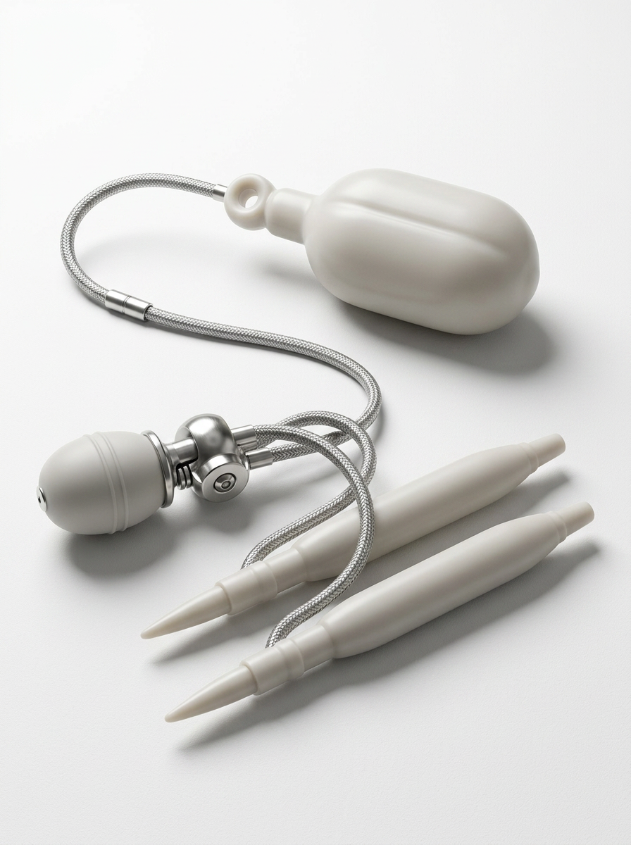 Educational illustration of a three-piece inflatable penile implant