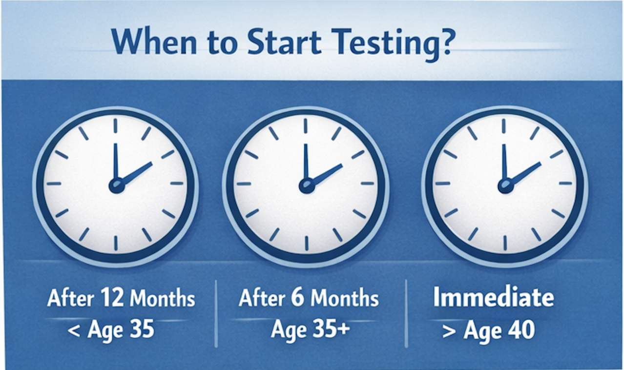 How long should we try before testing the male partner?