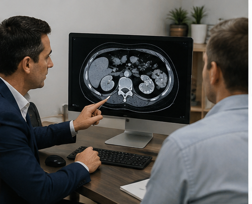 Clinical review of CT imaging for a complex kidney stone