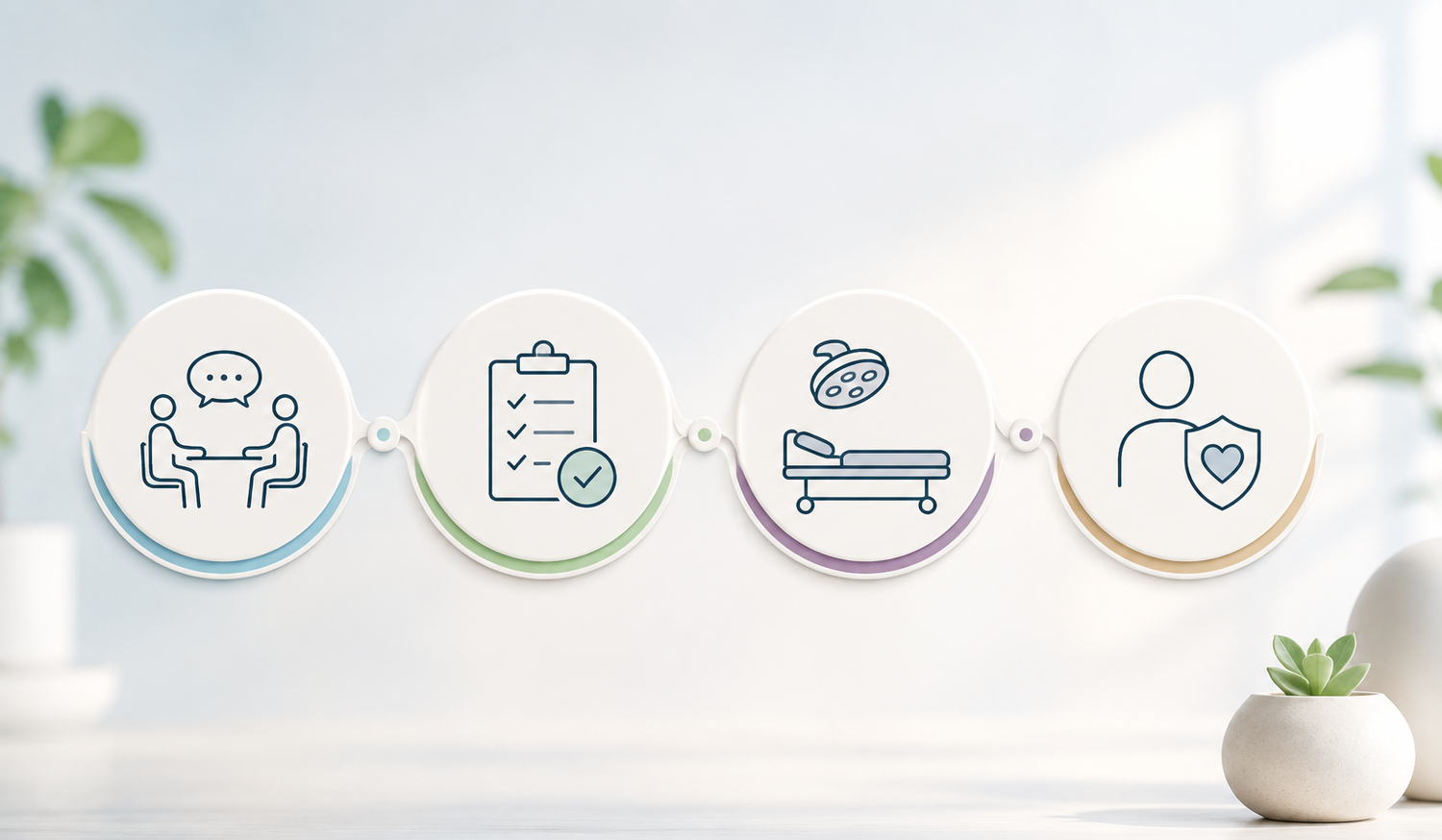 Patient pathway from consultation and assessment through treatment and follow-up