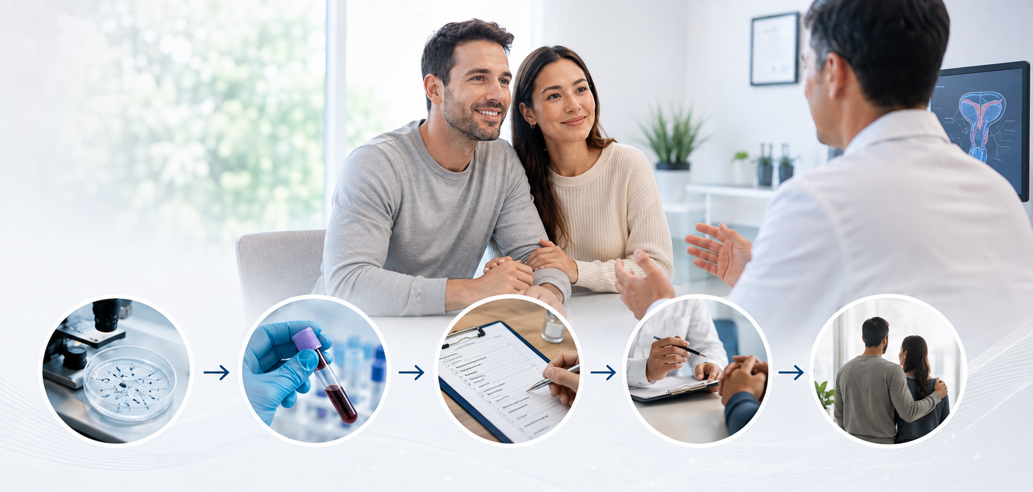 Couple undergoing male fertility assessment
