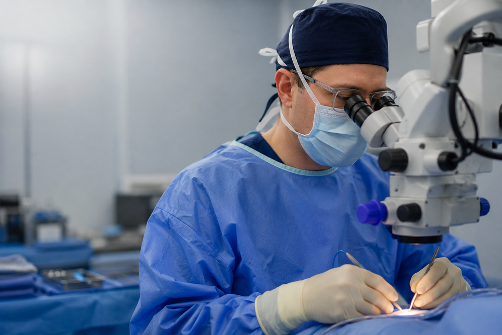Microsurgical operating setup