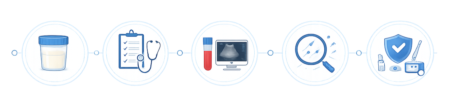 Azoospermia investigation pathway illustration