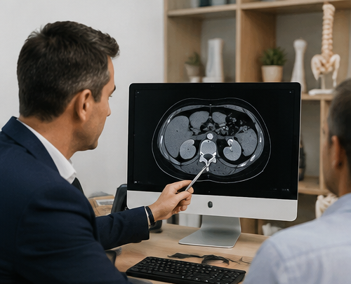 Kidney stone consultation with CT imaging review