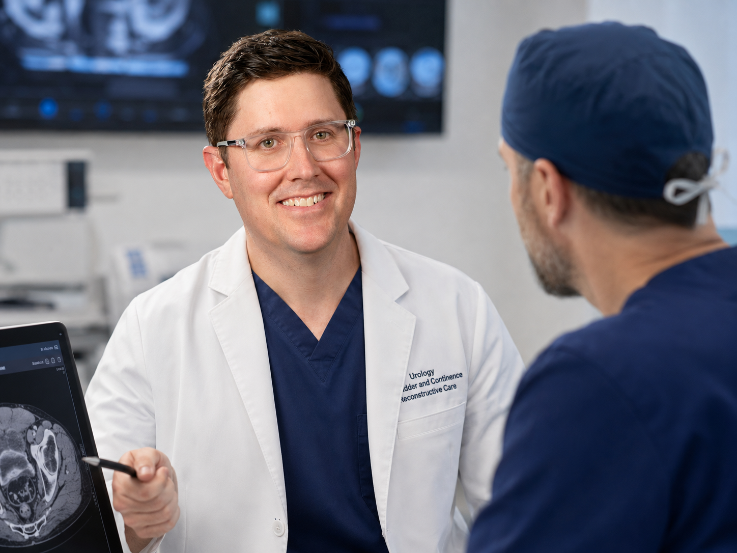 Medical consultation reviewing kidney stone management options