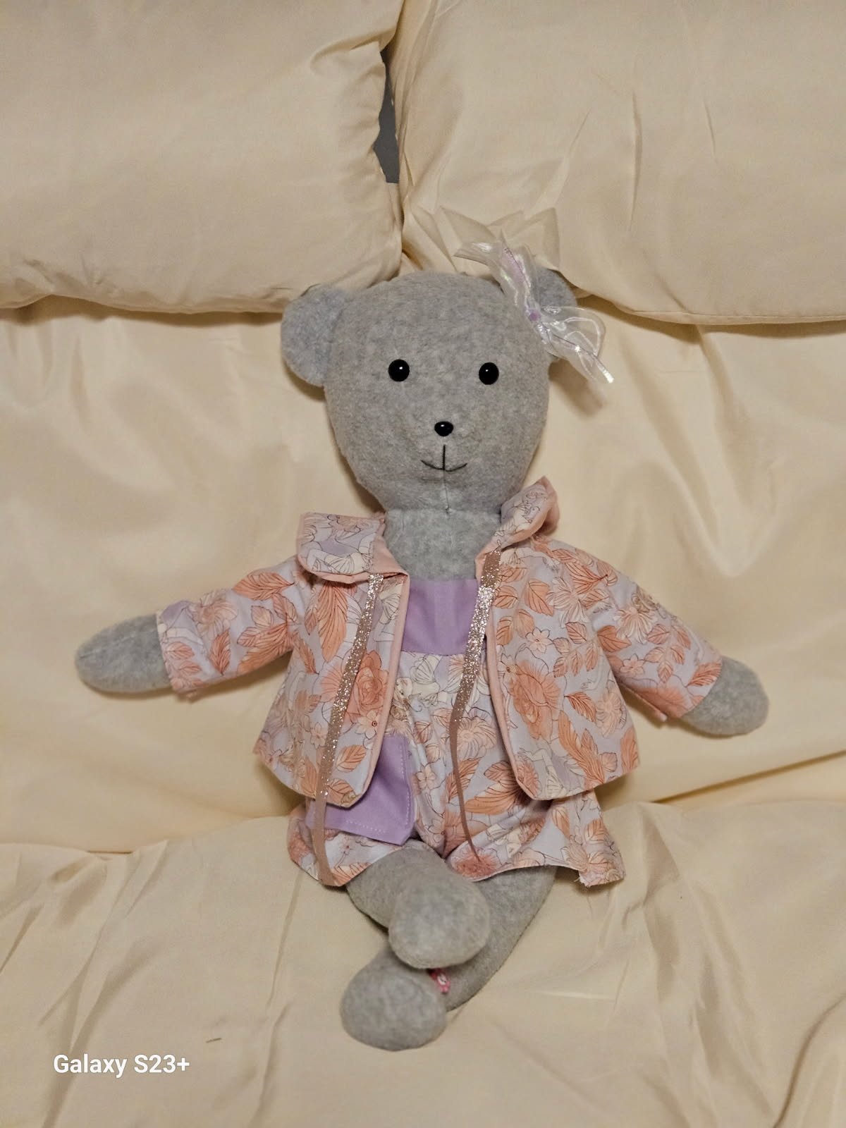 Gray Girl Bear w/ Princess Print