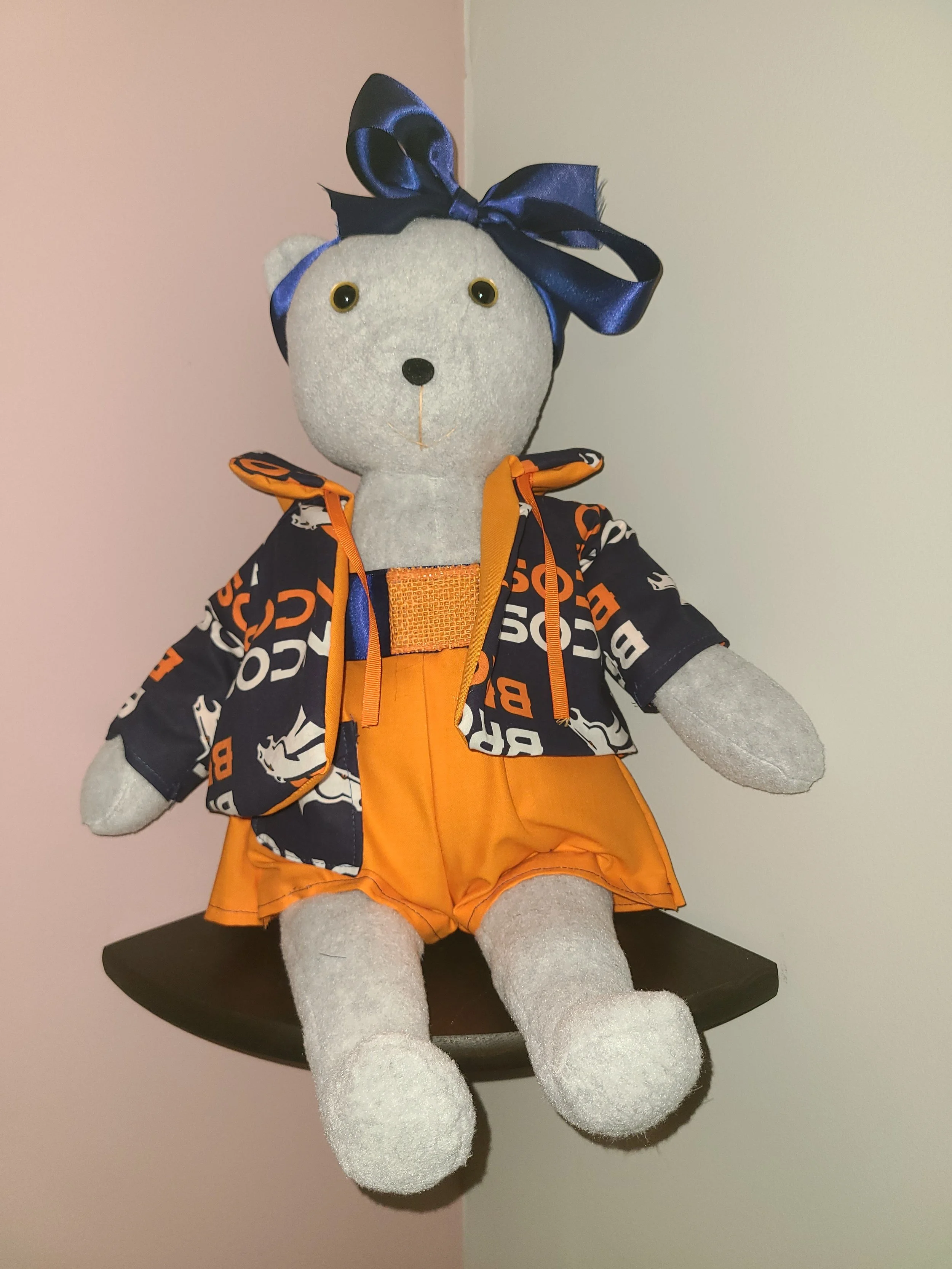 Girl Gray Bear w/ Denver Broncos Print