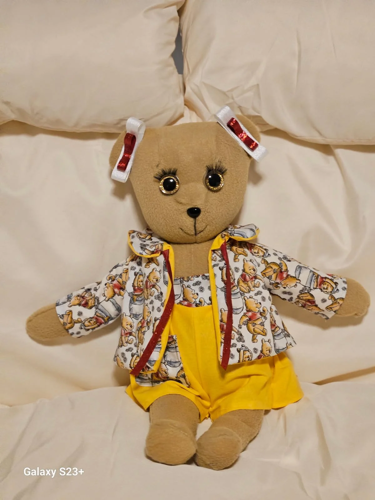Tan Girl Bear w/ Winnie the Pooh Print