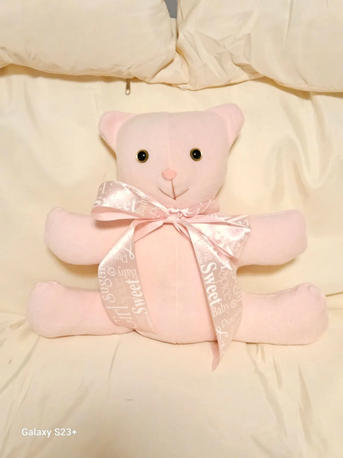 Pink Cuddle Bear w/ Bow Tie