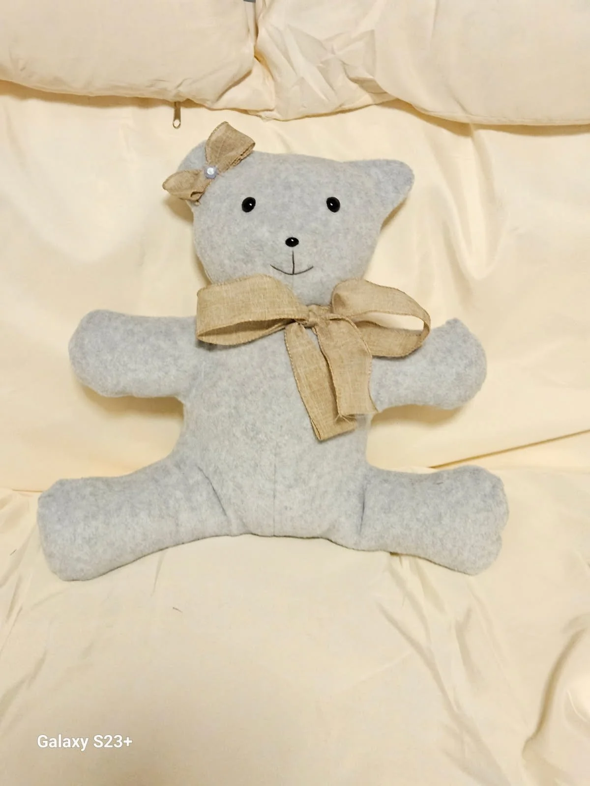 Gray Girl Cuddle Bear w/ Bow Tie