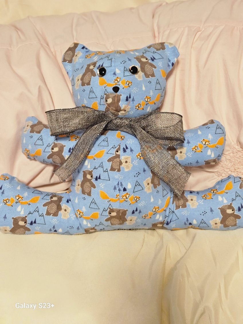 Blue Bear w/ Sweet Cub Print; w/ Bows