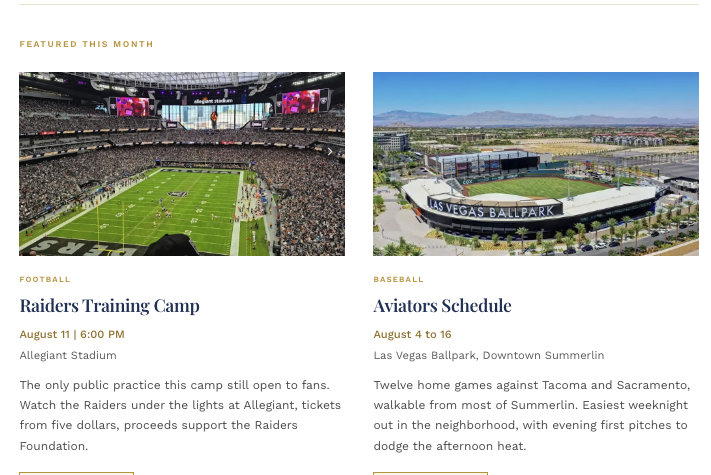 What Is Happening in Summerlin, Henderson and Las Vegas This August