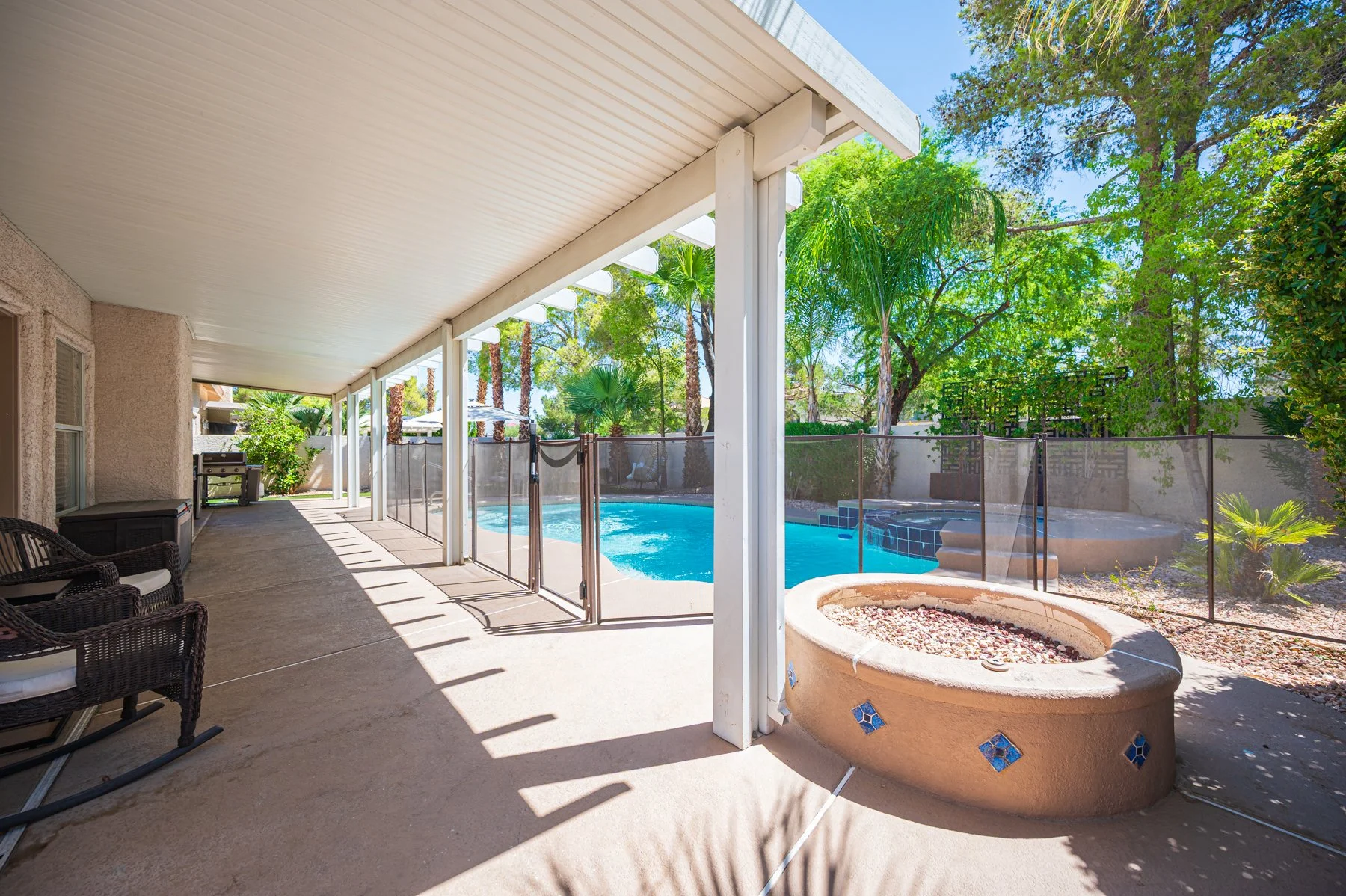 Backyard oasis with pool and spa