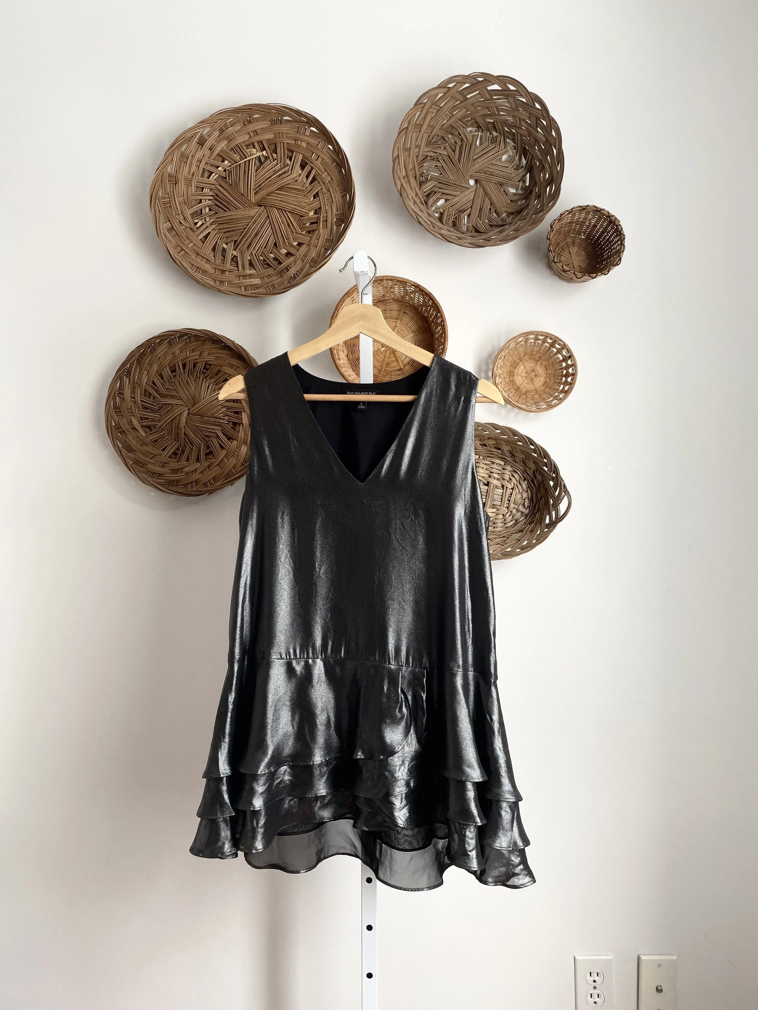Banana Republic Metallic Asymmetrical Ruffle Tank (S)