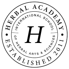 Seal of the Herbal Academy, featuring a large letter H in the center, surrounded by text that reads 'Herbal Academy', 'International School of Herbal Arts & Sciences', and 'Established 2011'.