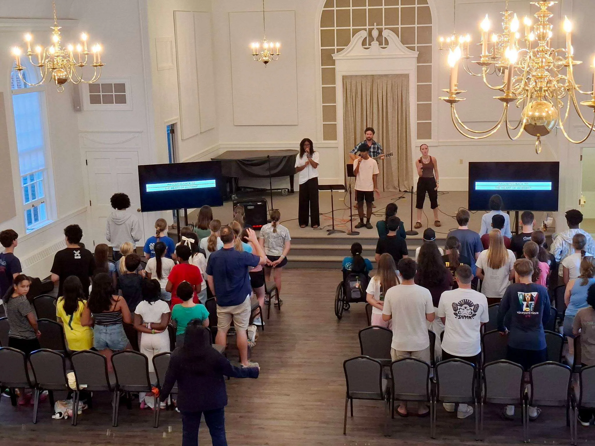 Students Worshipping in a chapel