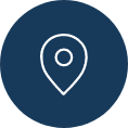 Location pin icon on a dark blue background