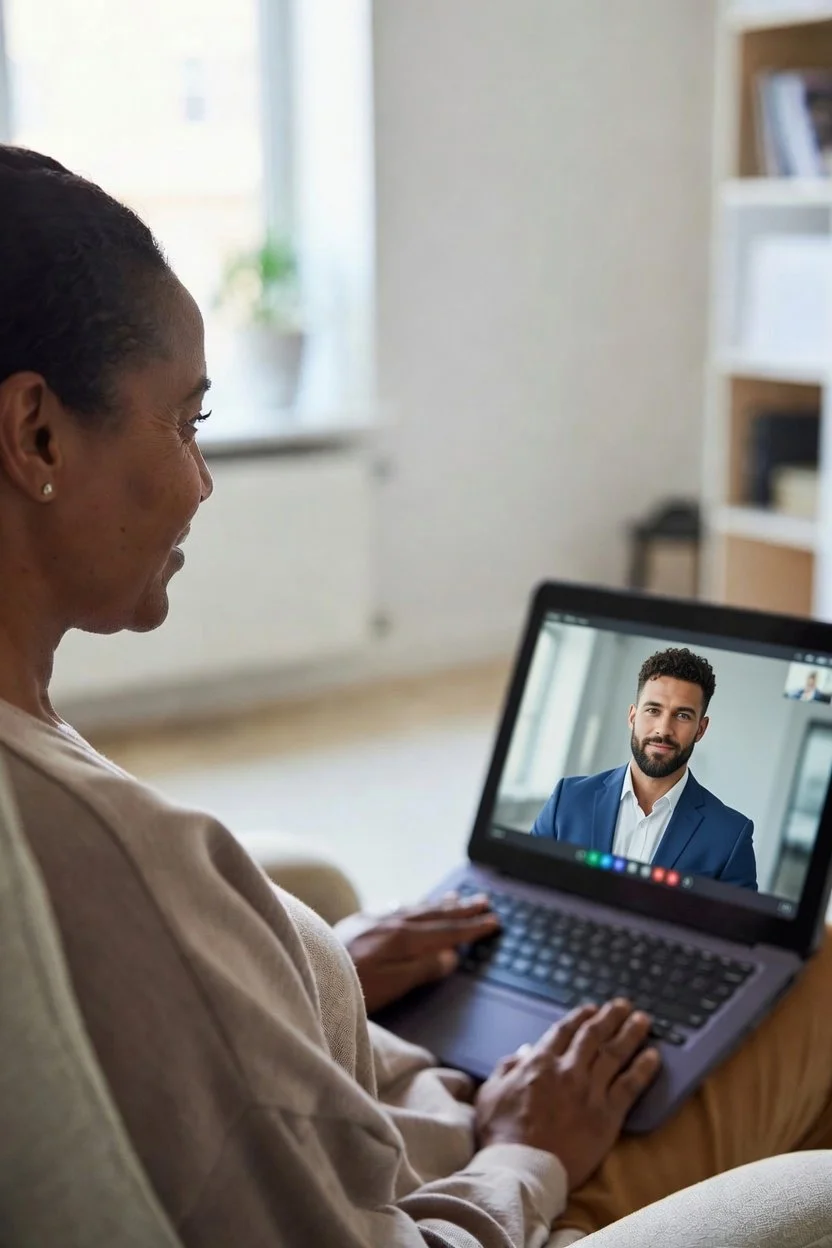 Patient and provider on a secure telehealth video call