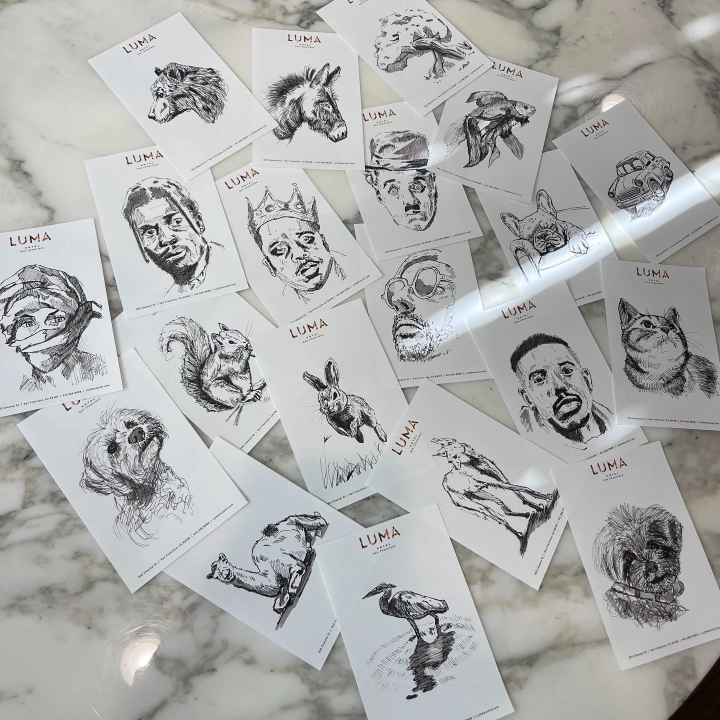 N.08 Sketch practice ✍️

While traveling in San Francisco, I found another notebook at the Luma Hotel. I couldn&rsquo;t just pass it by, so I started sketching again as practice. I searched online for images of whatever came to mind and drew them one