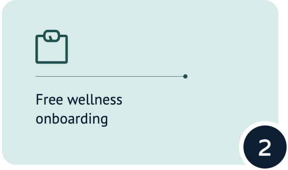 Free wellness onboarding slide with clipboard icon and the number 2 in circle.