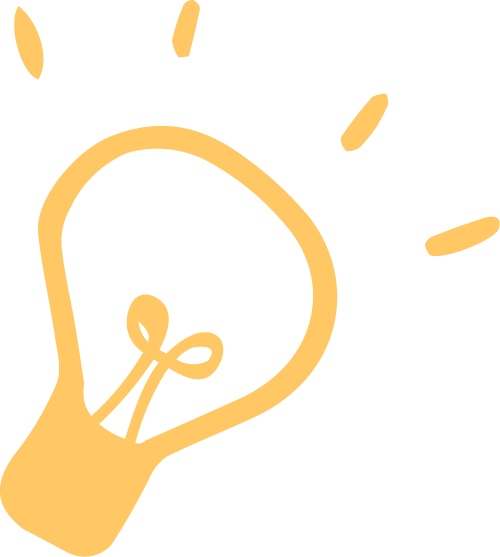 Illustration of a light bulb with rays of light around it.