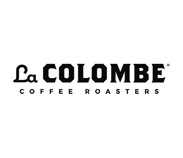 Logo of La Colombe Coffee Roasters with a black background.