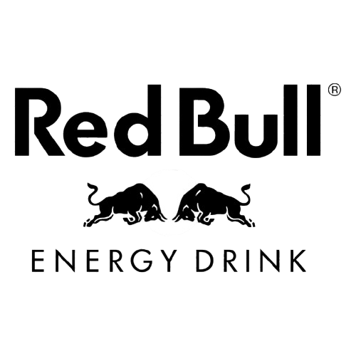 Red Bull logo with two black bulls charging at each other and the text 'Red Bull Energy Drink' underneath.