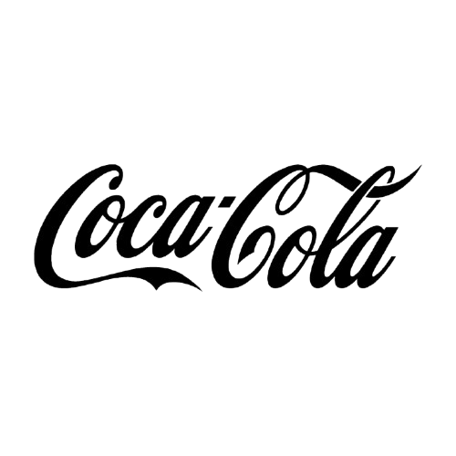 Coca-Cola logo in black text on a white background.