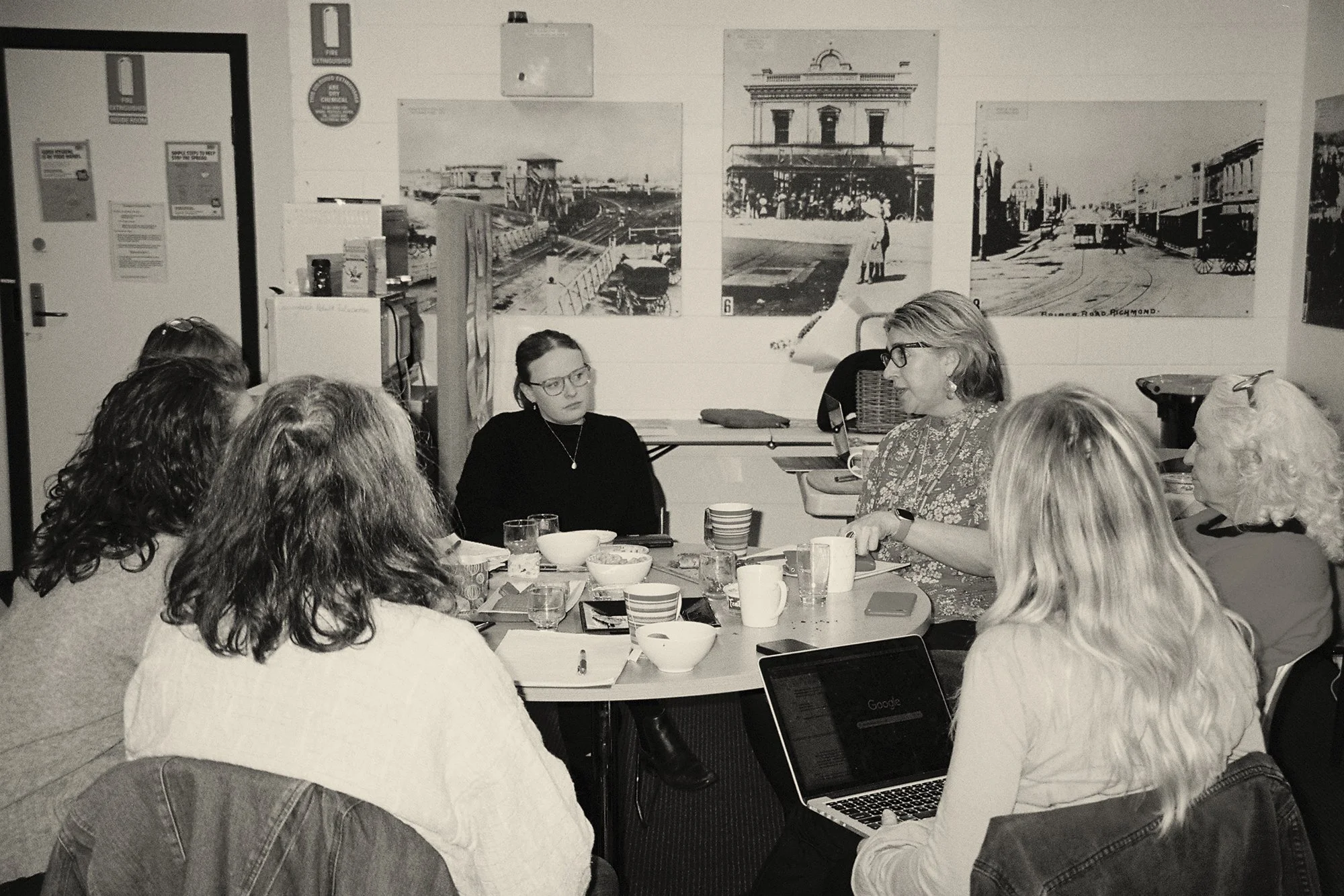 Roundtable participants gathered in the Women's Art Register communal space in Richmond.