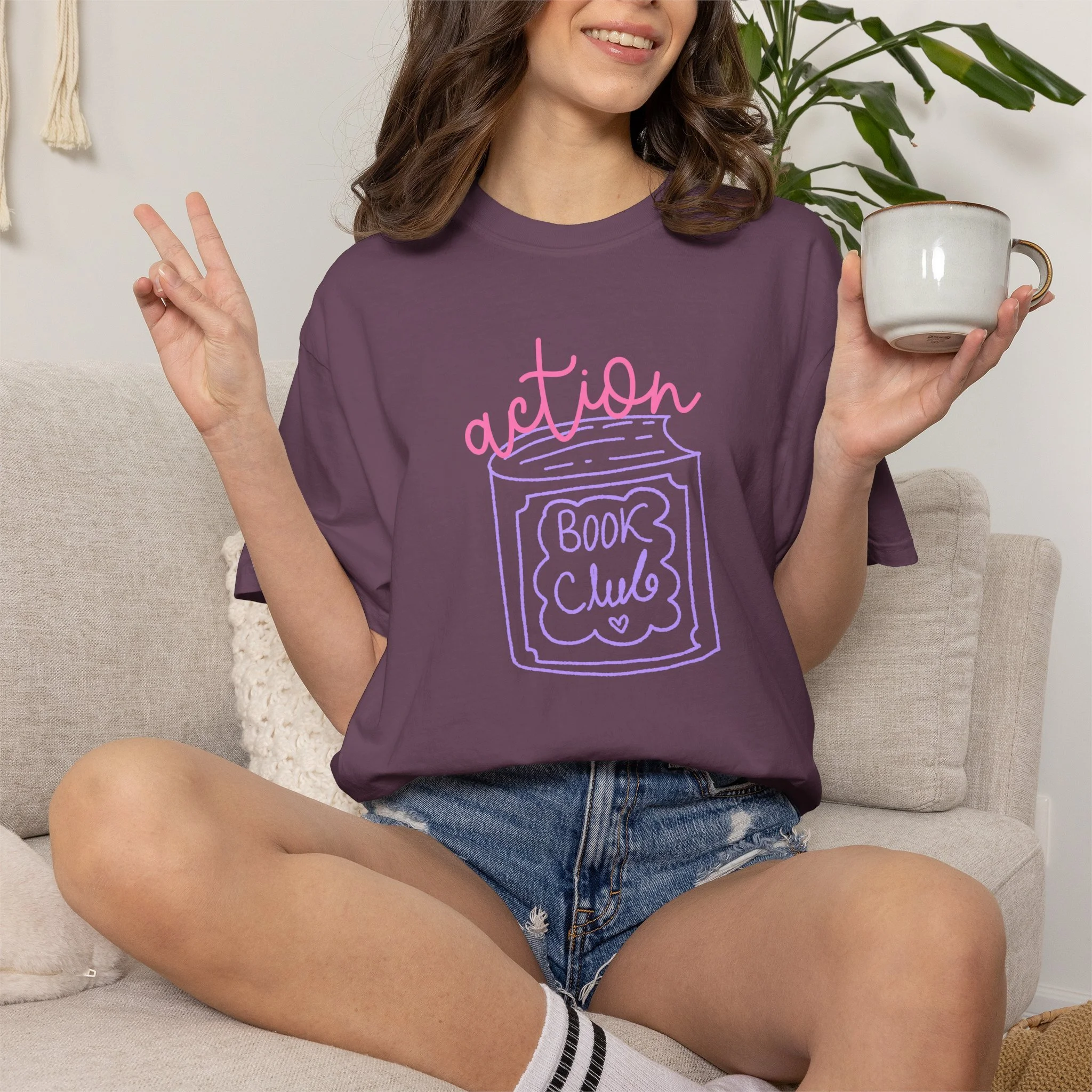 Action Book Club T-Shirt — Cute Bookish Graphic Tee for Readers