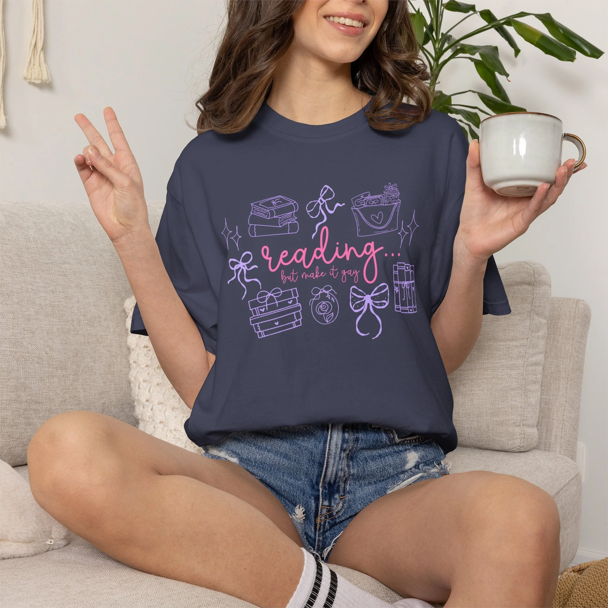 Reading...but make it gay T-Shirt — Cute Bookish Graphic Tee for Readers