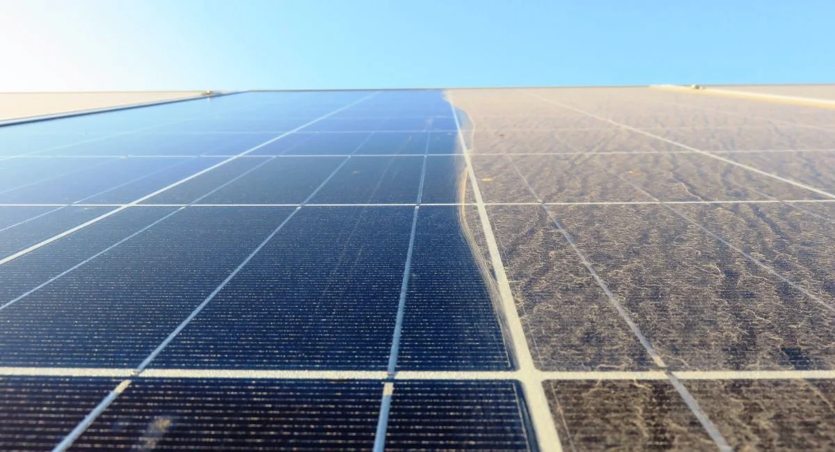 Close-up of solar panels on a sunny day.
